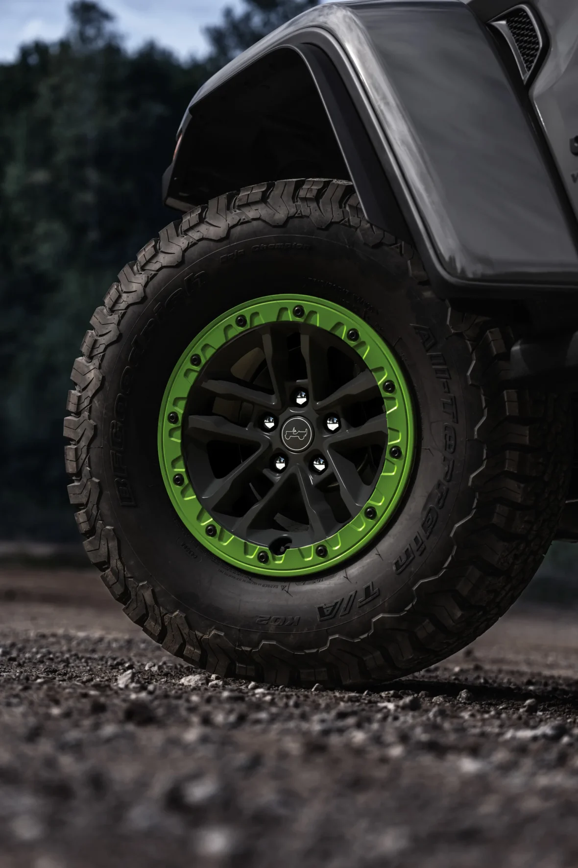Gecko beadlock wheel ring on the 2027 Jeep Wrangler Switchback