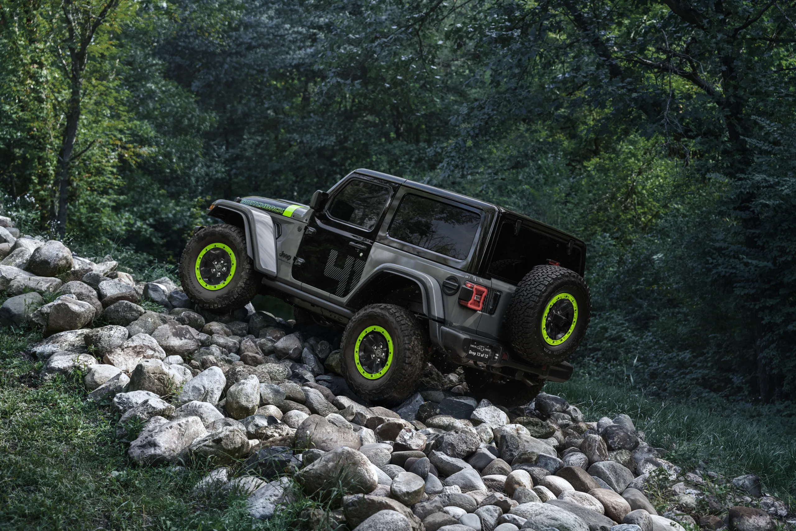 Jeep Wrangler Switchback climbing rocks