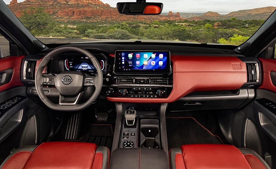 Dashboard and steering wheel of the 2027 Nissan Pathfinder Special Edition