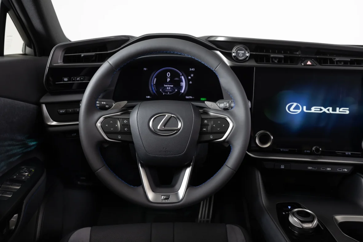 2027 Lexus RZ cockpit with 14-inch touchscreen