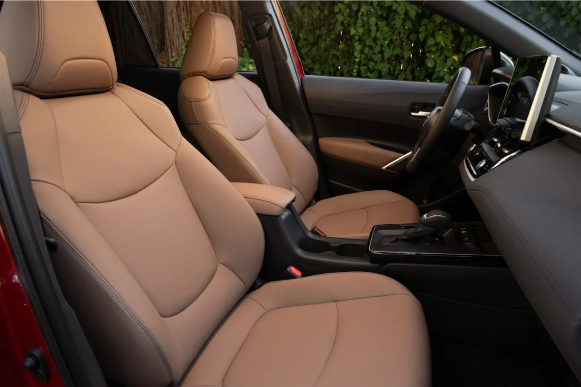 Tan SofTex front seats in the XLE