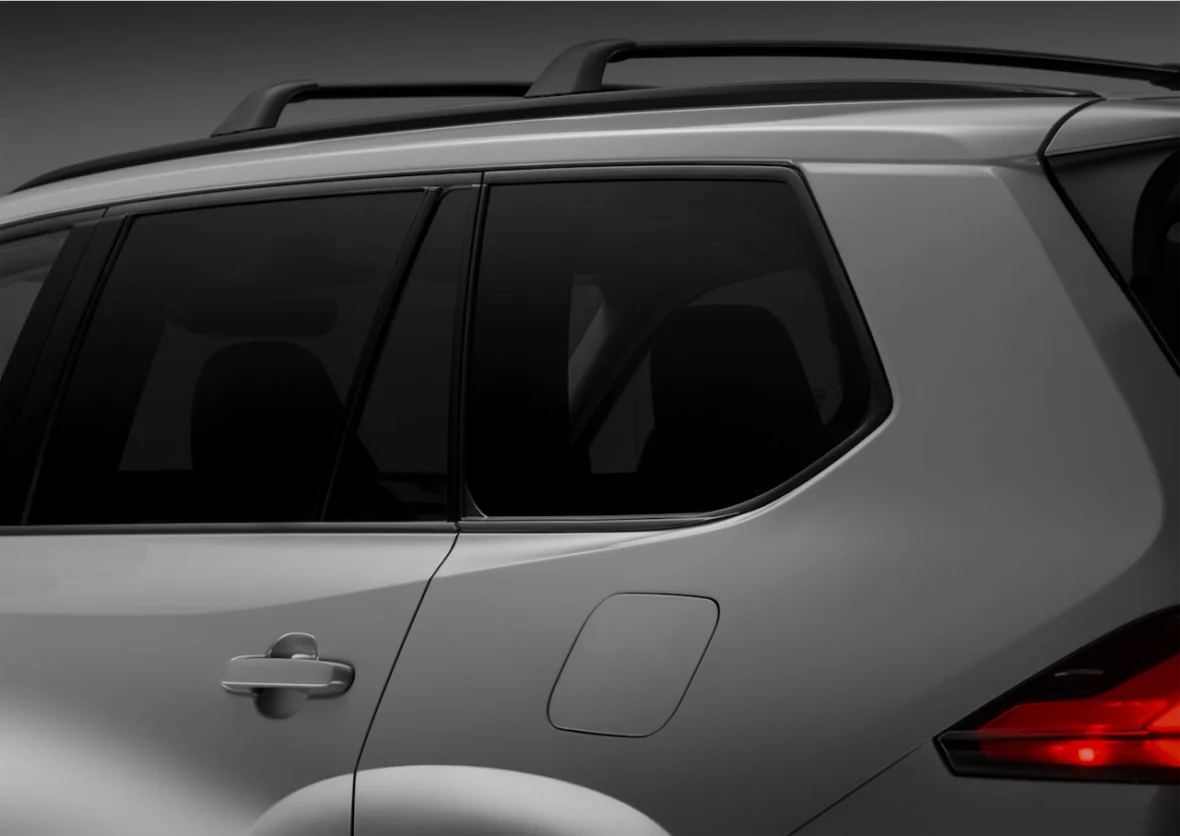 Close-up of the rear side and tinted windows