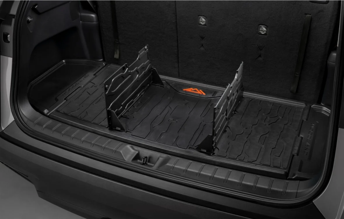 Woodland Edition cargo area with the rubber cargo tray