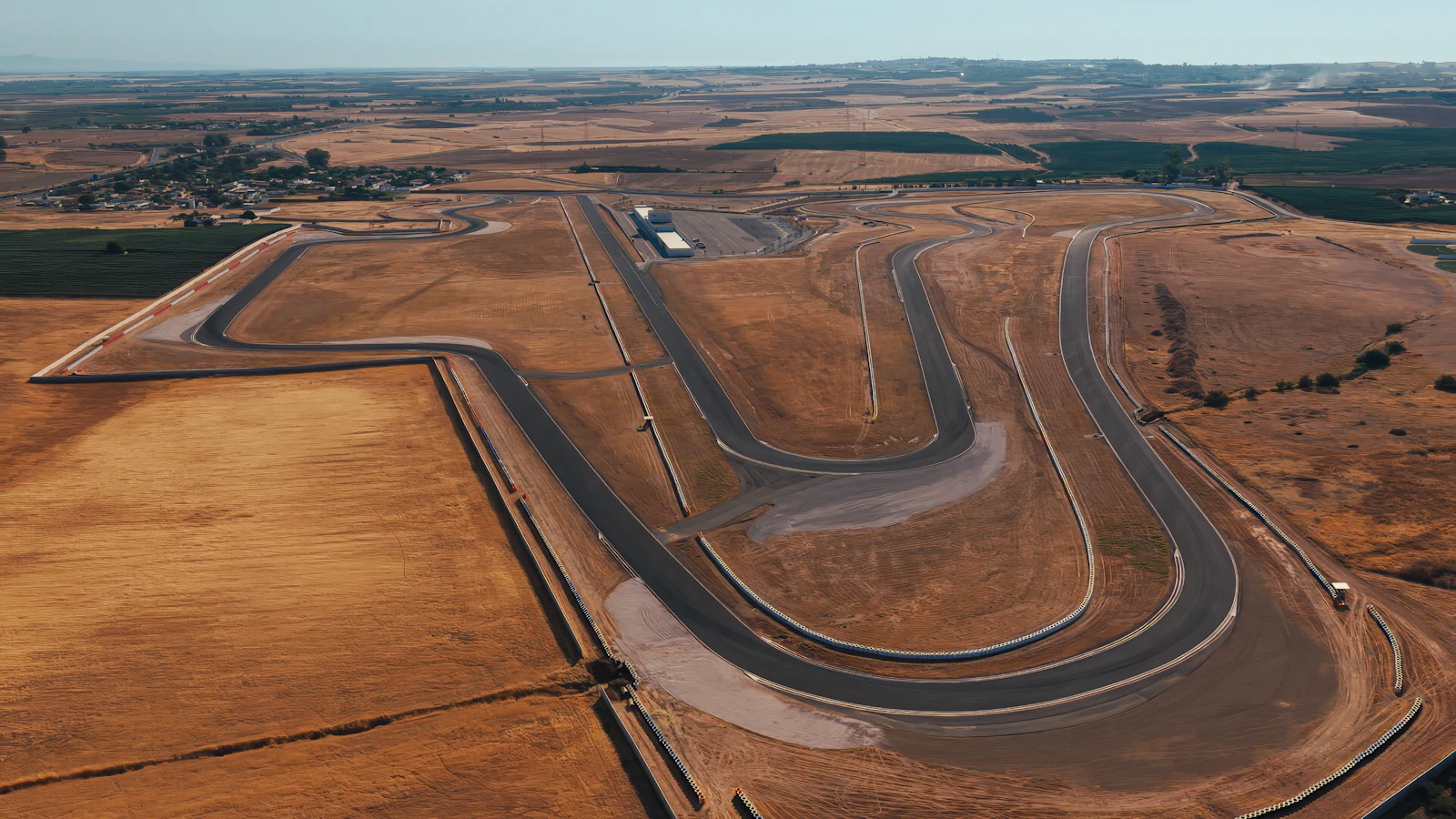 Aerial view of the racetrack in Seville, Spain, used for Bugatti Tourbillon testing