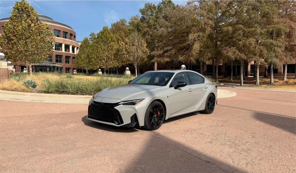 Front three-quarter view of a compact Lexus luxury sedan