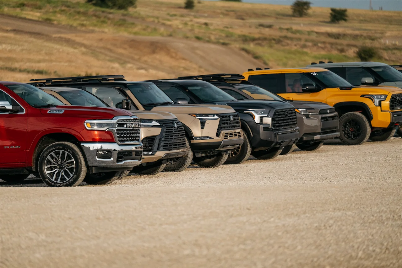 Trucks and SUVs lined up at the Texas Truck Rodeo