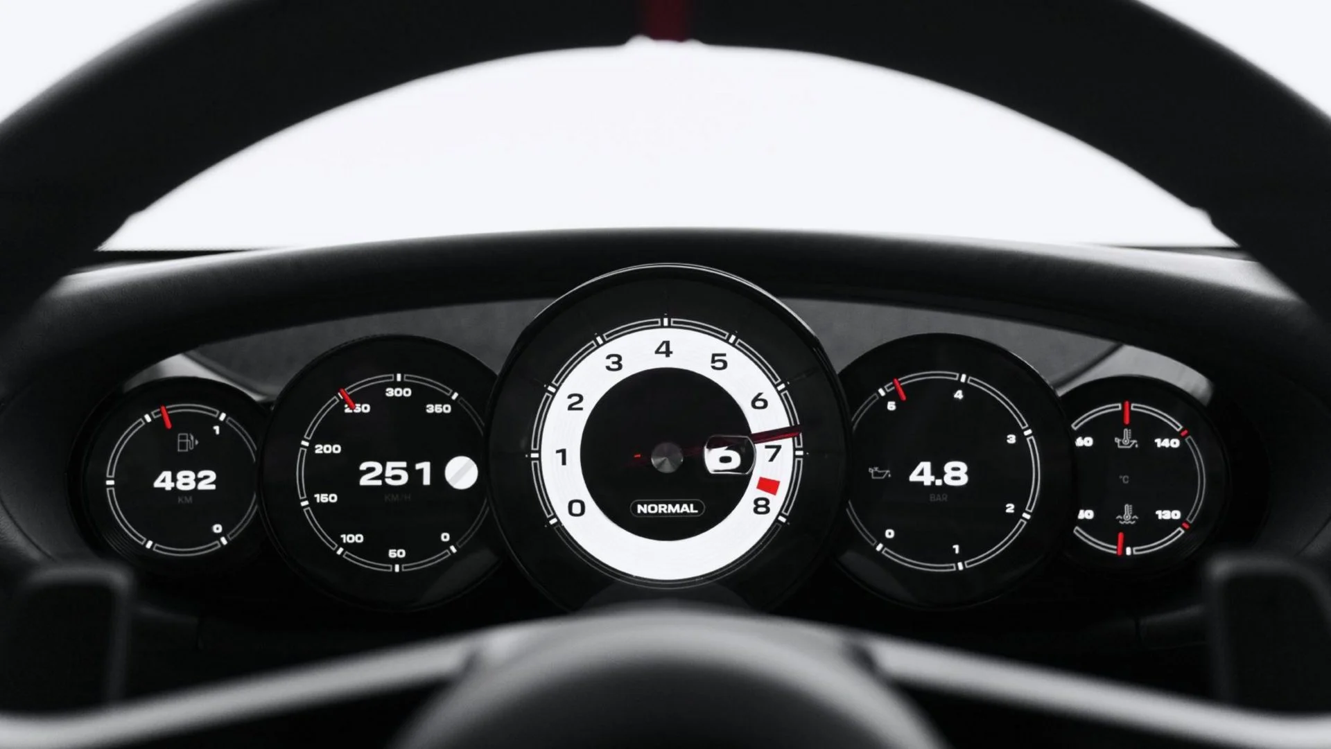 Porsche Mission S five round gauge instrument cluster