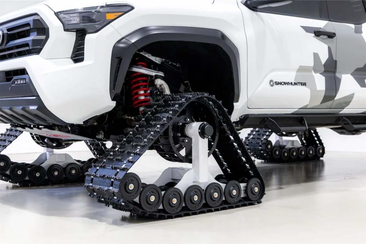 Tacoma pickup concept on white snow tracks