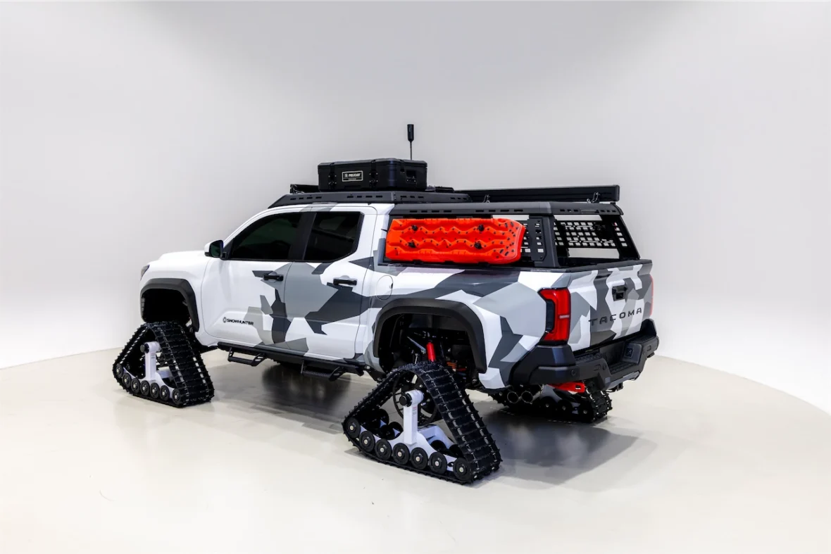 Tacoma pickup concept on white snow tracks