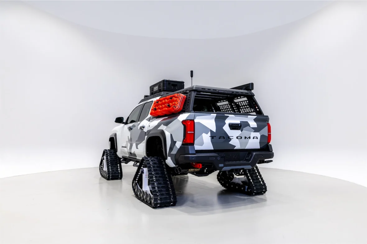 Tacoma pickup concept on white snow tracks