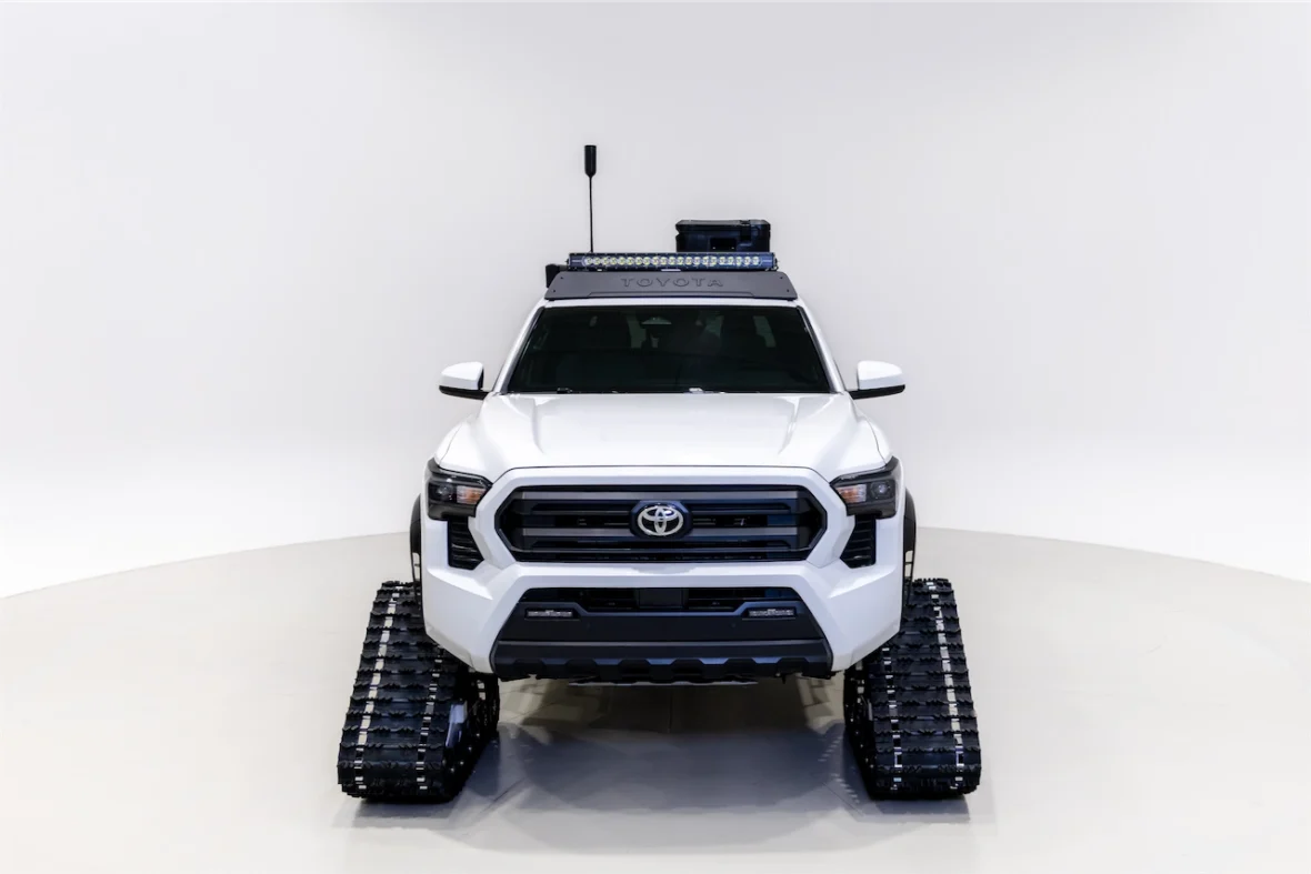 Tacoma pickup concept on white snow tracks