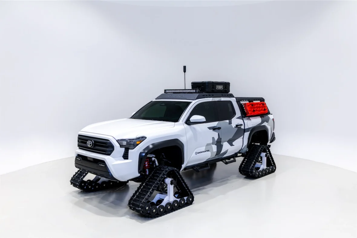 Tacoma pickup concept on white snow tracks
