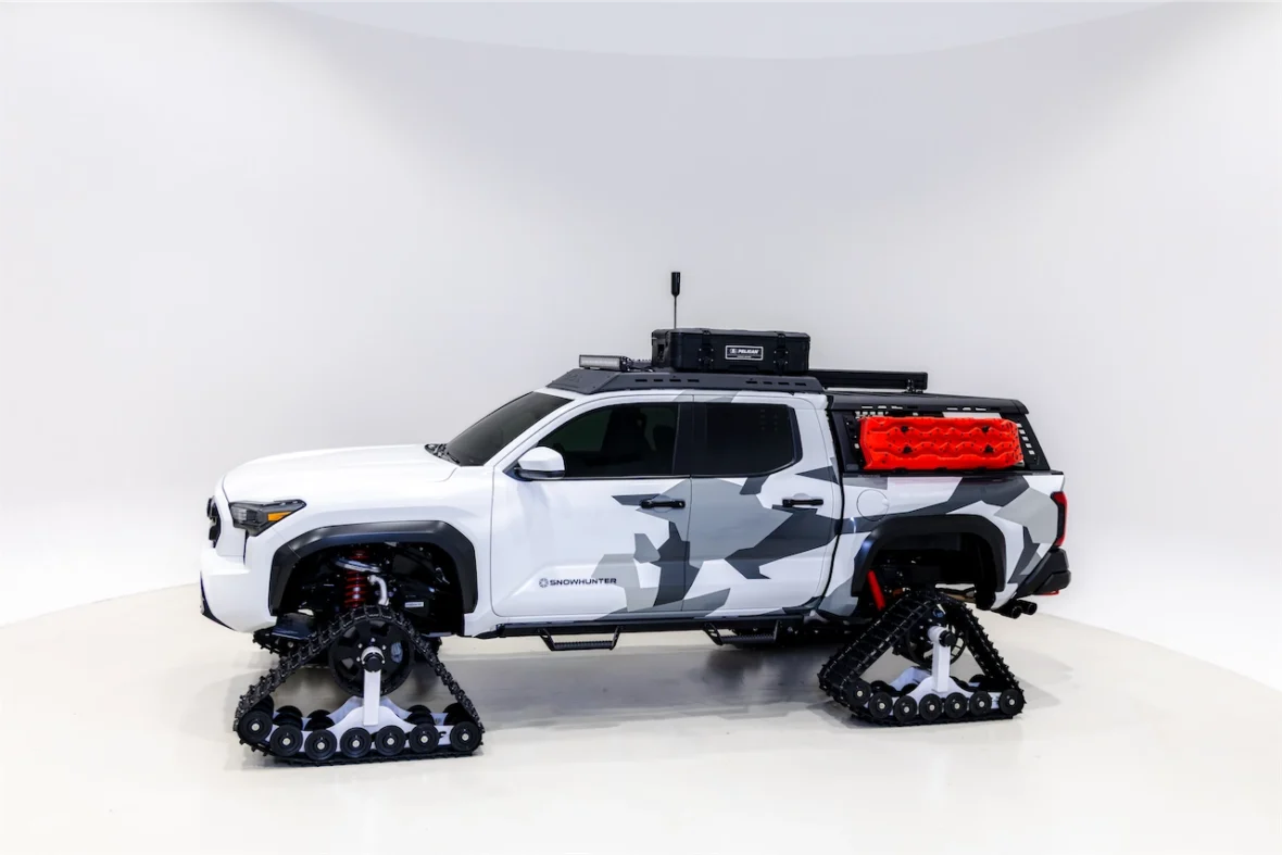 Tacoma pickup concept on white snow tracks