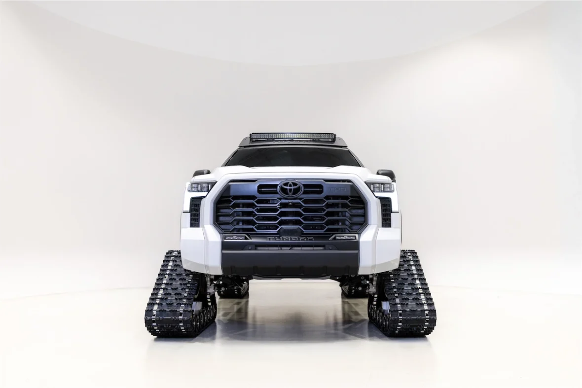 Tundra pickup concept on white snow tracks