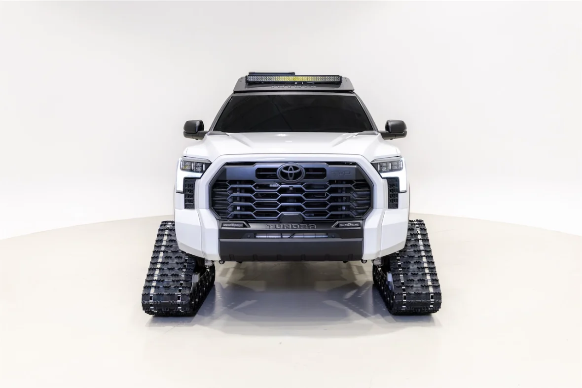 Tundra pickup concept on white snow tracks