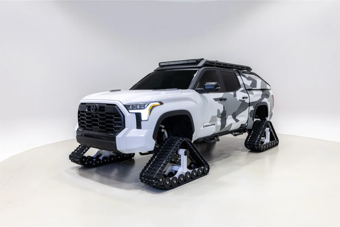 Tundra pickup concept on white snow tracks