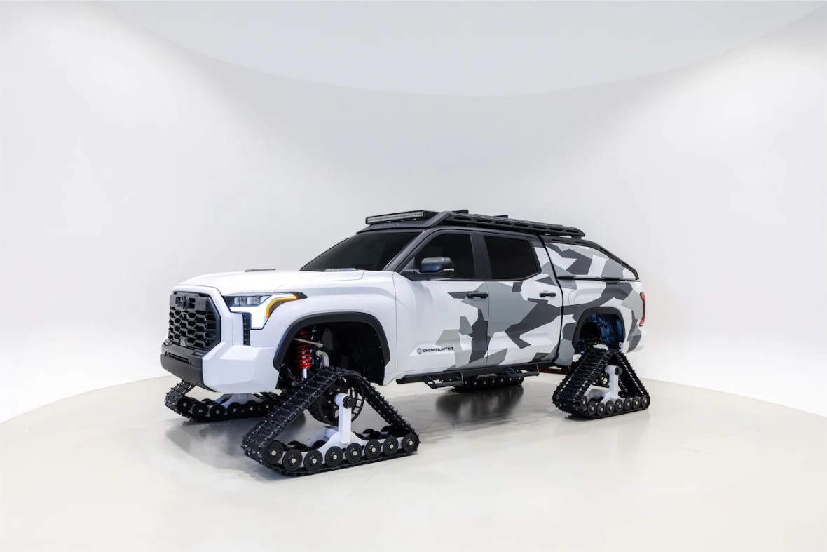 Tundra pickup concept on white snow tracks
