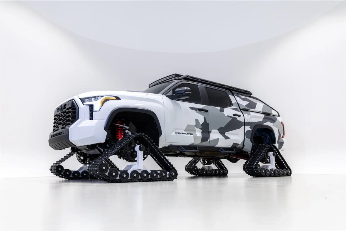 Tundra pickup concept on white snow tracks