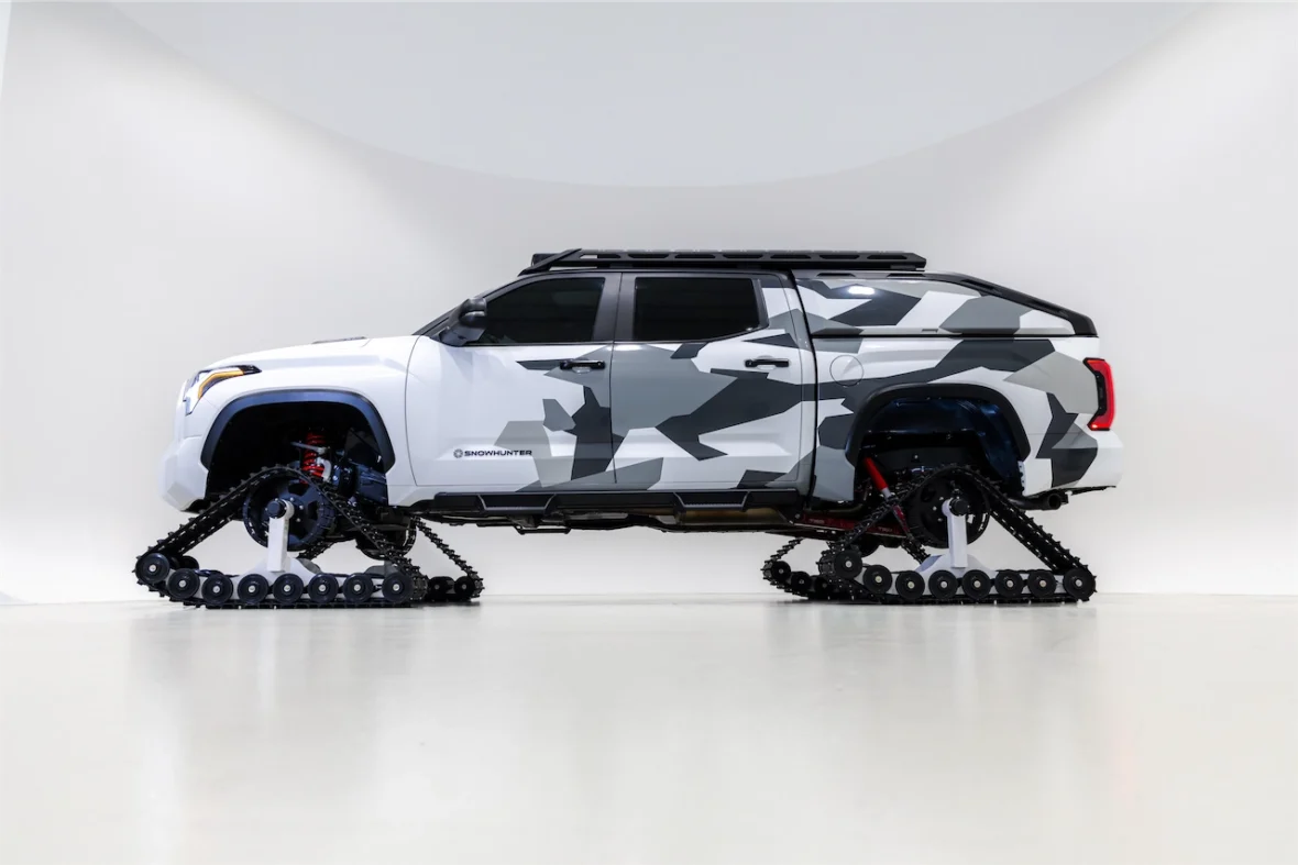 Tundra pickup concept on white snow tracks