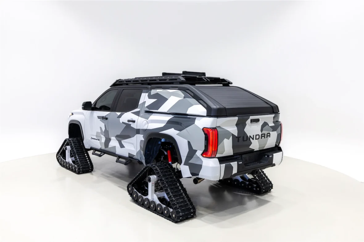 Tundra pickup concept on white snow tracks