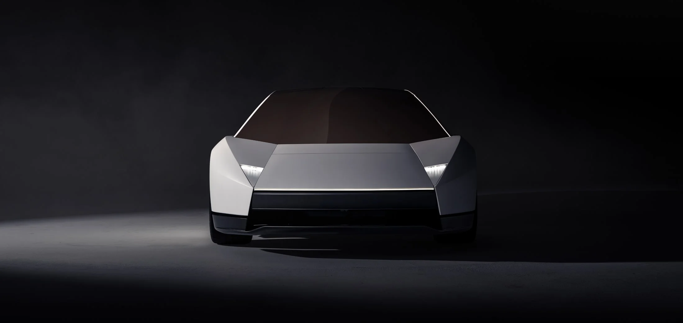 Front view of the new Tesla Roadster with hidden headlights
