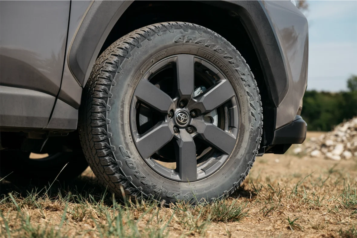 18-inch wheel and all-terrain tire on the 2026 Toyota RAV4 PHEV Woodland
