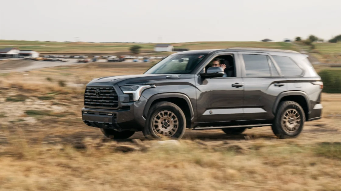 2027 Toyota Sequoia Trailhunter driving on the Texas Truck Rodeo off-road course
