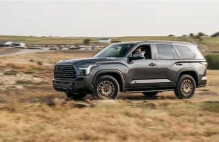 2027 Toyota Sequoia Trailhunter driving on the Texas Truck Rodeo off-road course