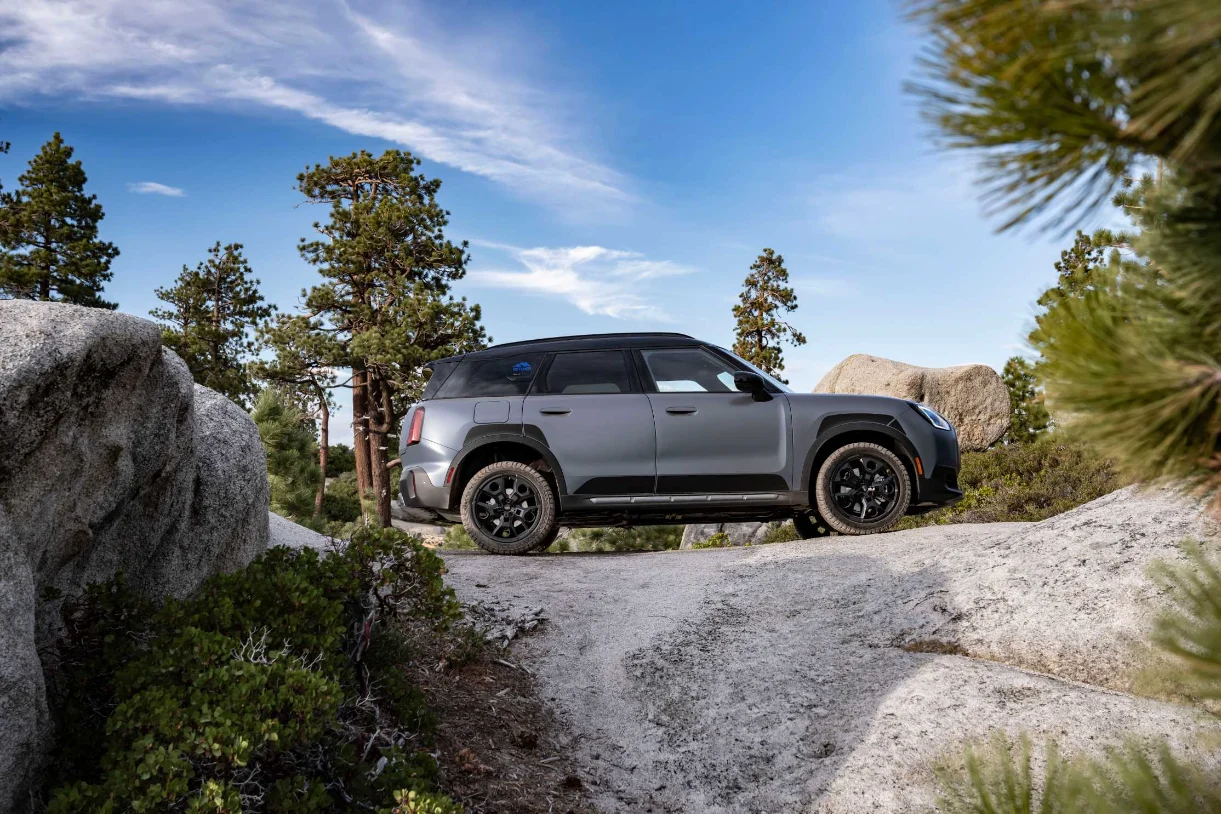 MINI Countryman Untamed Edition side profile on a rocky trail