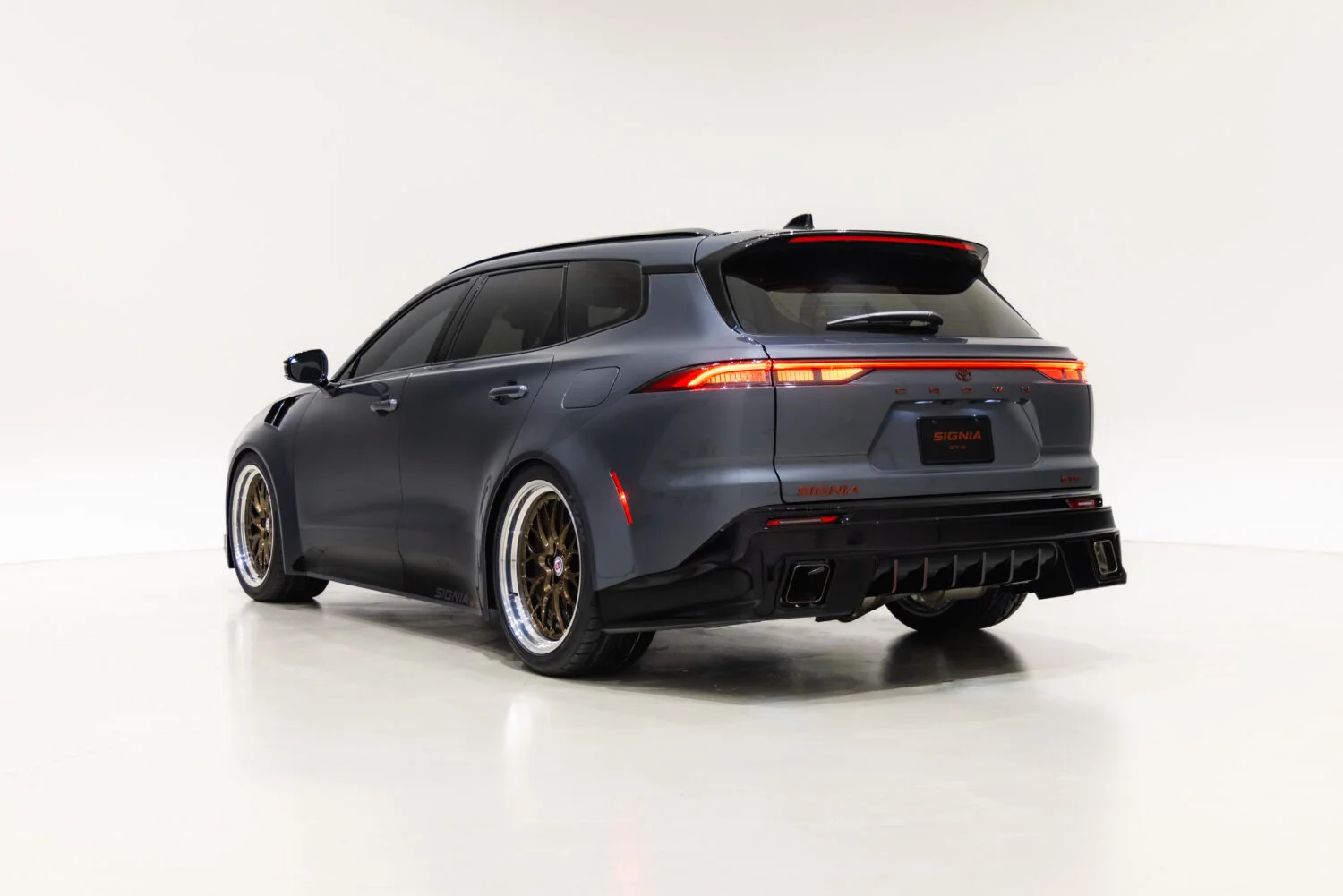 Crown Signia GT-S Concept rear three-quarter view with widebody fenders and rear aero