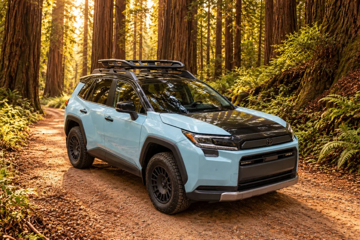RAV4 Woodland Plug-in Hybrid Concept on a forest trail