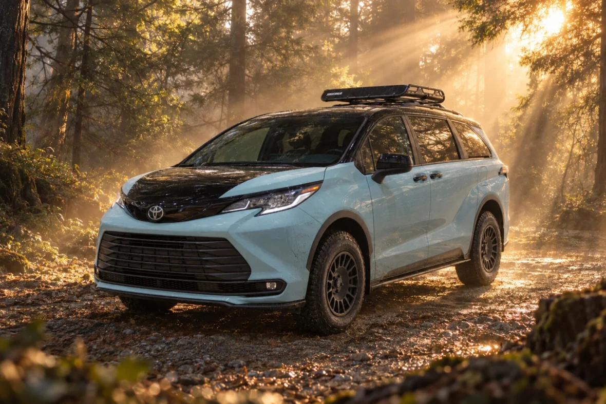 Sienna Woodland Concept minivan in the woods
