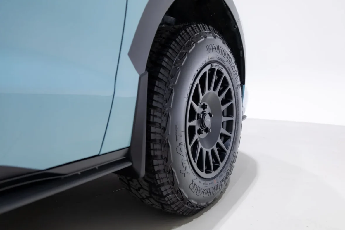 Satin-black wheel and all-terrain tire on the Sienna Woodland Concept